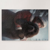 ニューファンドランドとサンタクロースフェスティバルクリスマス ジグソーパズル (横)