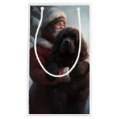 ニューファンドランドとサンタクロースフェスティバルクリスマス スモールペーパーバッグ (正面)