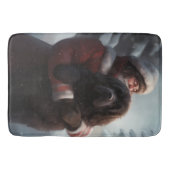 ニューファンドランドとサンタクロースフェスティバルクリスマス バスマット (正面)