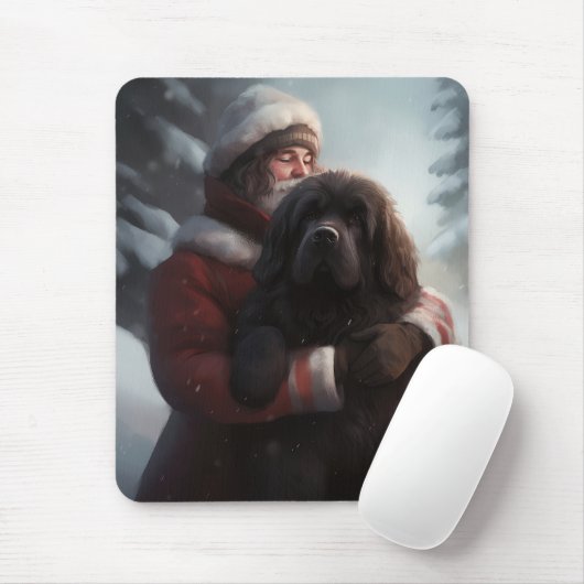 ニューファンドランドとサンタクロースフェスティバルクリスマス マウスパッド (マウス)