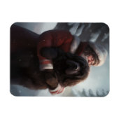 ニューファンドランドとサンタクロースフェスティバルクリスマス マグネット (横)