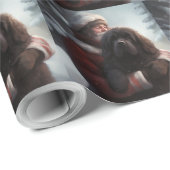 ニューファンドランドとサンタクロースフェスティバルクリスマス ラッピングペーパー (ロールコーナー)