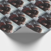 ニューファンドランドとサンタクロースフェスティバルクリスマス ラッピングペーパー (角)