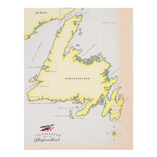 ニューファンドランドのイラスト地図 フォトプリント            (正面)