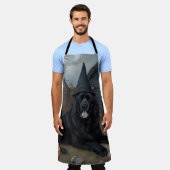 ニューファンドランドのカボチャのハロウィーン怖い エプロン (着用した状態)