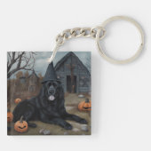 ニューファンドランドのカボチャのハロウィーン怖い キーホルダー (裏面)