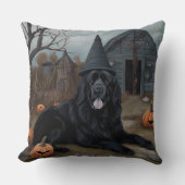 ニューファンドランドのカボチャのハロウィーン怖い クッション (正面)