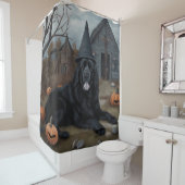 ニューファンドランドのカボチャのハロウィーン怖い シャワーカーテン (インサイチュ)