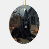 ニューファンドランドのカボチャのハロウィーン怖い セラミックオーナメント (右)