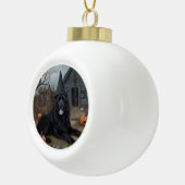 ニューファンドランドのカボチャのハロウィーン怖い セラミックボールオーナメント (右)