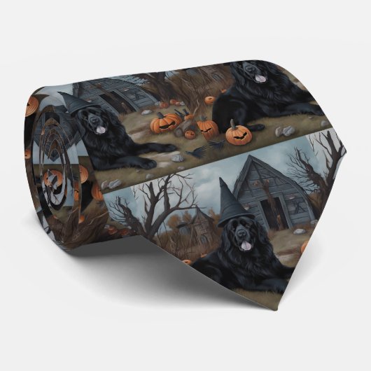 ニューファンドランドのカボチャのハロウィーン怖い ネクタイ (ロール)