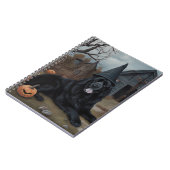 ニューファンドランドのカボチャのハロウィーン怖い ノートブック (左側)