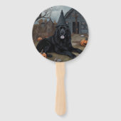 ニューファンドランドのカボチャのハロウィーン怖い ハンドファン (裏面)