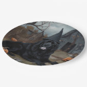 ニューファンドランドのカボチャのハロウィーン怖い ペーパープレート (アングル)