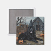 ニューファンドランドのカボチャのハロウィーン怖い マグネット (正面/裏面)