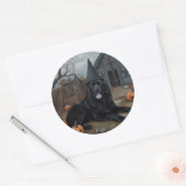 ニューファンドランドのカボチャのハロウィーン怖い ラウンドシール (封筒)