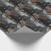 ニューファンドランドのカボチャのハロウィーン怖い ラッピングペーパー (角)