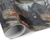 ニューファンドランドのカボチャのハロウィーン怖い ラッピングペーパー (ロールコーナー)