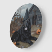 ニューファンドランドのカボチャのハロウィーン怖い ラージ壁時計 (傾斜)