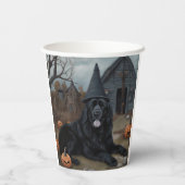 ニューファンドランドのカボチャのハロウィーン怖い 紙コップ (裏面)