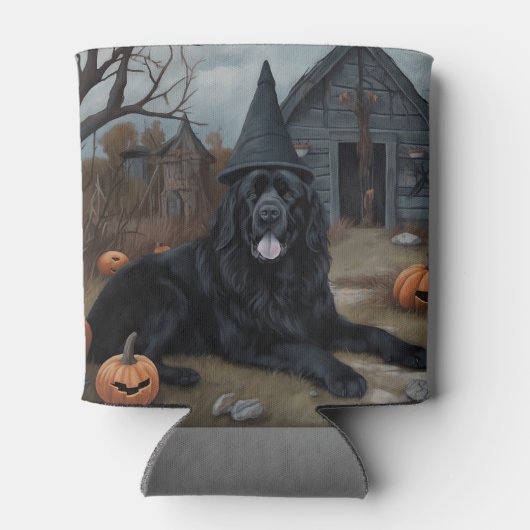 ニューファンドランドのカボチャのハロウィーン怖い 缶クーラー (裏面)