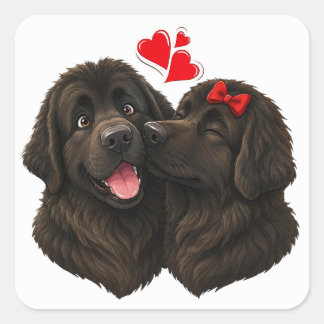 ニューファンドランドのキスで愛を伝えよう スクエアシール