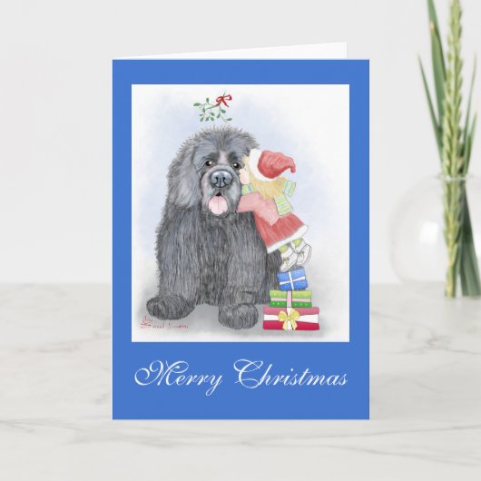 ニューファンドランドのクリスマスグリーティングカード シーズンカード (正面)