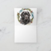 ニューファンドランドのクリスマスリース  お祭り好きな犬 カード (内部)