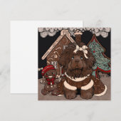 ニューファンドランドのジンジャーブレッドのキス、ホリデーの願い シーズンカード (正面/裏面)
