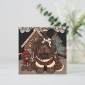 ニューファンドランドのジンジャーブレッドのキス、ホリデーの願い シーズンカード (スタンド正面)