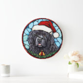 ニューファンドランドのステンドグラス・クリスマス ラージ壁時計 (ホーム)