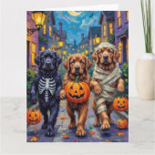 ニューファンドランドのトリックまたは治療ハロウィーンコスチューム カード (正面)