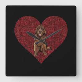 ニューファンドランドのバレンタインデー |犬の愛のプリントプレゼント スクエア壁時計