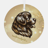 ニューファンドランドのプロフィールグラスクリスマスオーナメント ガラスオーナメント (裏面)