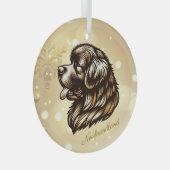 ニューファンドランドのプロフィールグラスクリスマスオーナメント ガラスオーナメント (正面右)