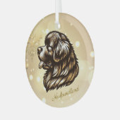 ニューファンドランドのプロフィールグラスクリスマスオーナメント ガラスオーナメント (正面左)