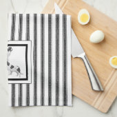 ニューファンドランドのランドセルを白黒ストライプ キッチンタオル (四つ折り)