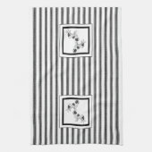 ニューファンドランドのランドセルを白黒ストライプ キッチンタオル (縦)