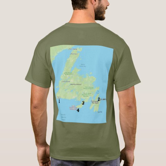 ニューファンドランドの地図の神 Tシャツ (裏面)