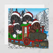 ニューファンドランドの子犬のクリスマストレインに全員乗車 シーズンカード (正面/裏面)