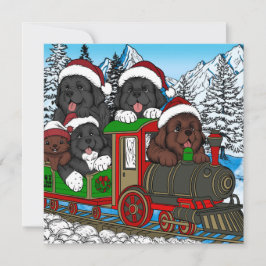ニューファンドランドの子犬のクリスマストレインに全員乗車 シーズンカード