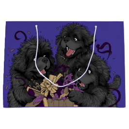 ニューファンドランドの子犬オープンプレゼント ラージペーパーバッグ