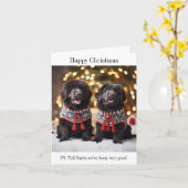 ニューファンドランドの子犬クリスマスジャンパーズカード カード (黄色い花)