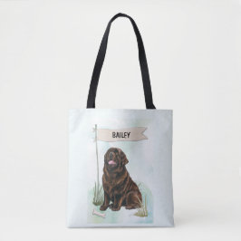 ニューファンドランドの水彩画のオーダーメイド犬グッズ トートバッグ