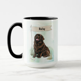 ニューファンドランドの水彩画カスタマイズ犬 マグカップ