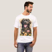 ニューファンドランドの水彩画メンズTシャツ Tシャツ (正面フル)