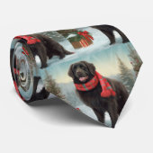 ニューファンドランドの犬と雪のクリスマス ネクタイ (ロール)