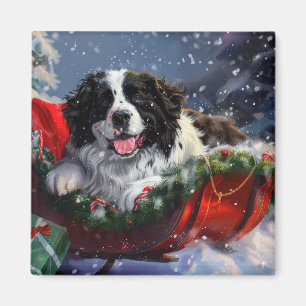 ニューファンドランドの犬のクリスマス マグネット