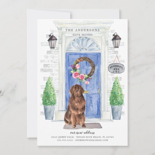 ニューファンドランドの玄関ドアの移動案内 招待状 (正面)