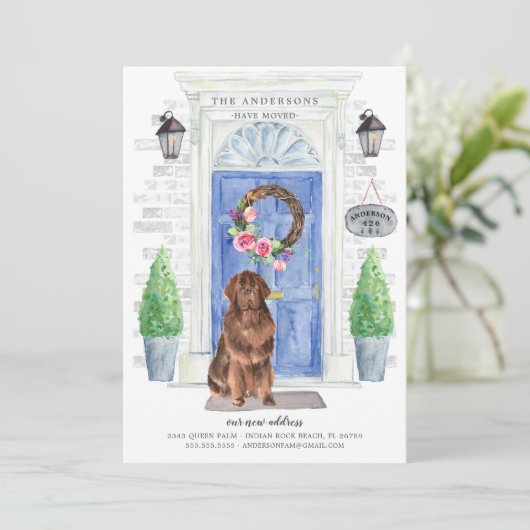 ニューファンドランドの玄関ドアの移動案内 招待状 (スタンド正面)